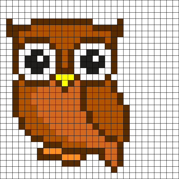 Owl Perler Bead Pattern More Cuadricula - Owl Pixel Art (610x610), Png Download