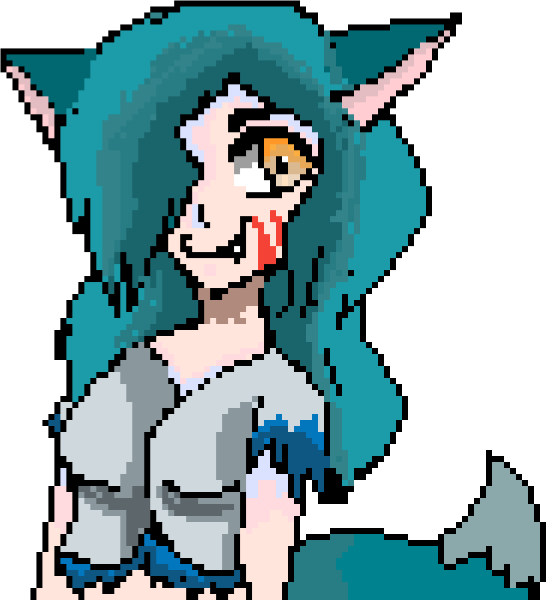 Neko Girl Wolf Thing - Pixel Art (1200x1200), Png Download