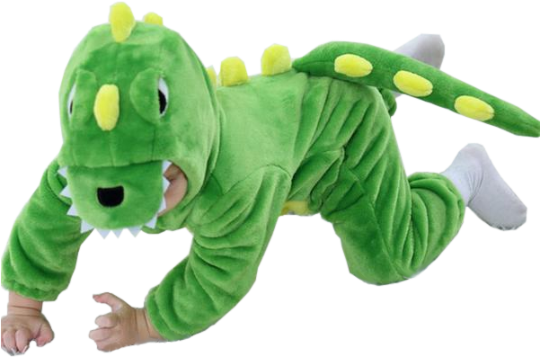 Cute Green Kiddie Dino Onesie - Costume (600x600), Png Download