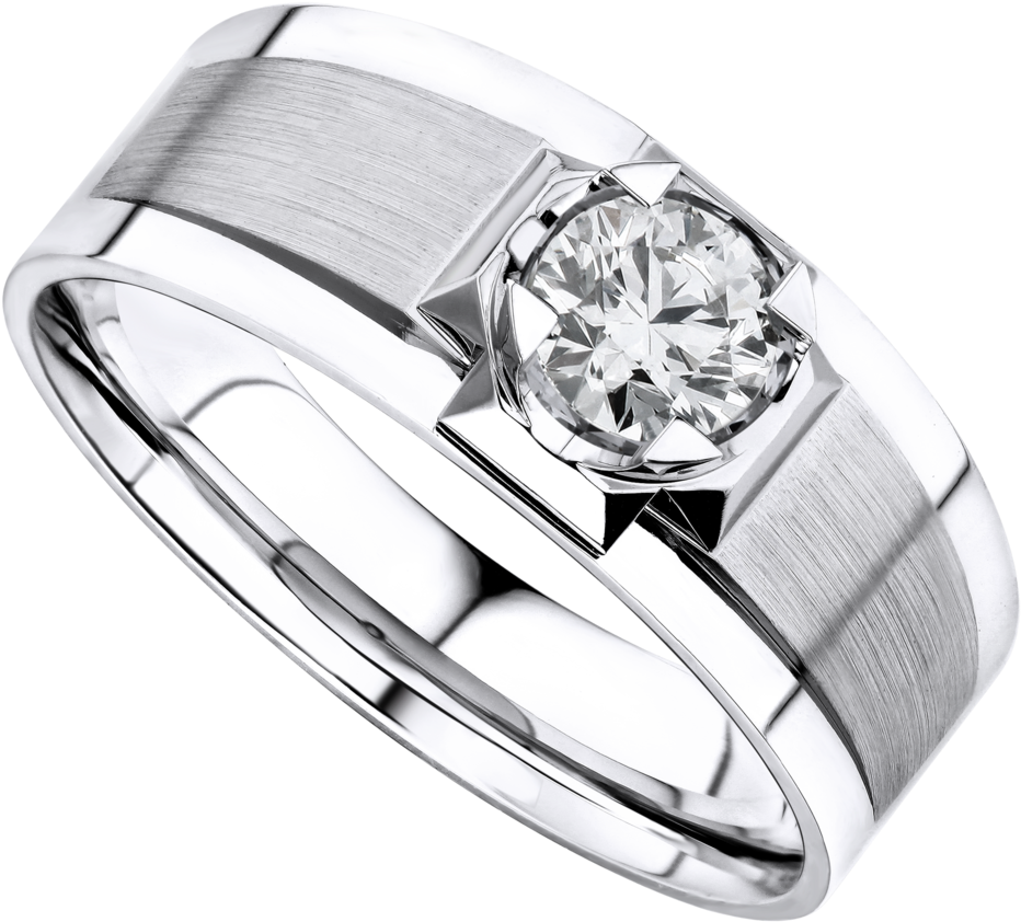 Solitaire Diamond Men's Ring - Pre-engagement Ring (1024x1024), Png Download