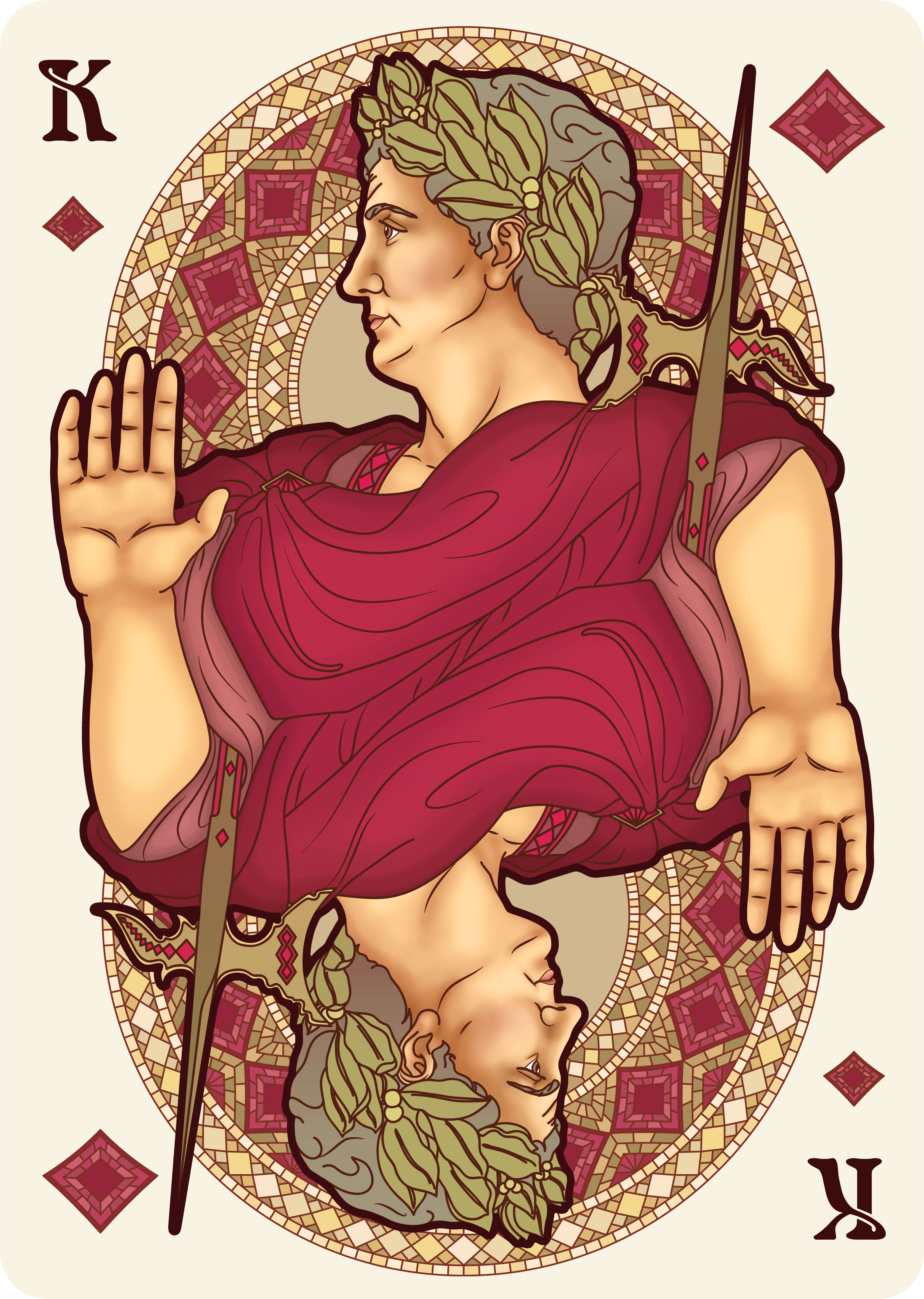 Nouveau Bourgogne Playing Cards King Of Diamonds - Illustration (3776x5152), Png Download