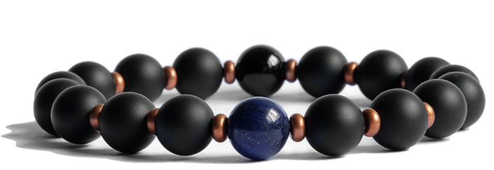 Frosted Onyx & Lapis Lazuli With Copper Spacers - Bead (800x600), Png Download