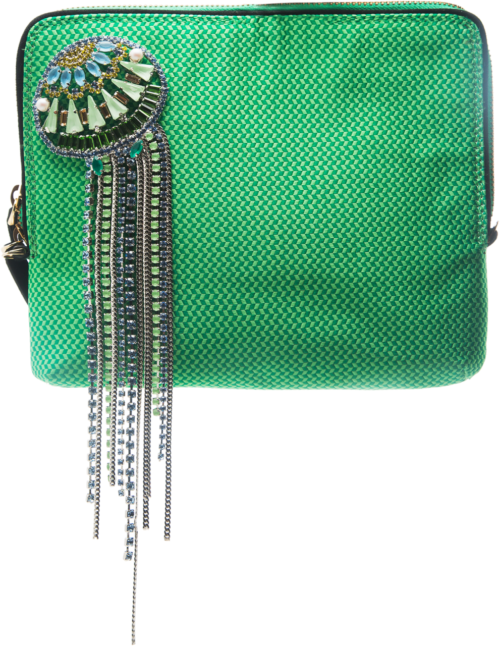 Green Crystal Fringe Medusa Clutch - Coin Purse (991x1280), Png Download