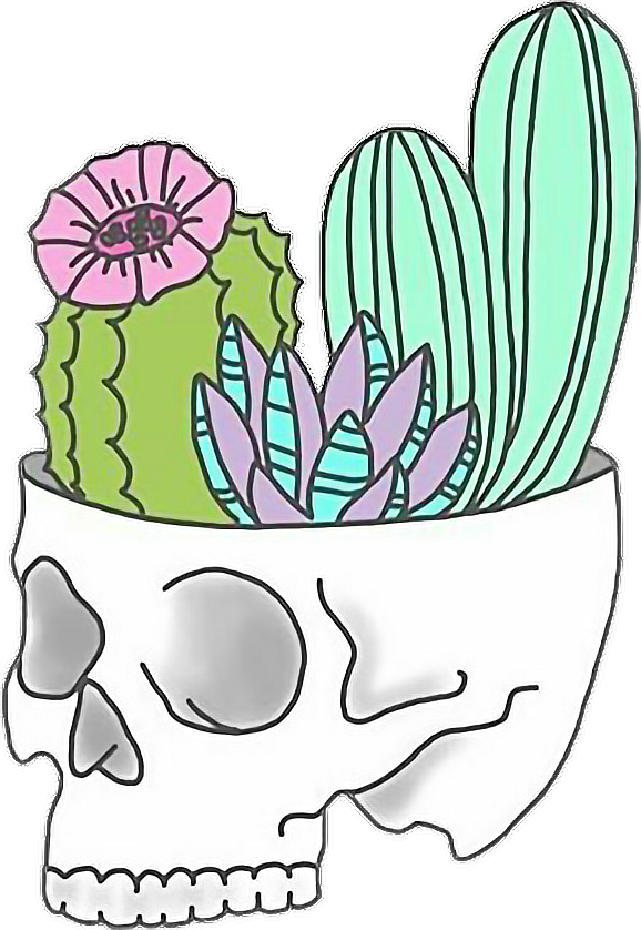 Skull Cactus Tumblr Sticker Karla Ctm Png Freetoedit - Stickers Tumblr Png Cactus (578x838), Png Download