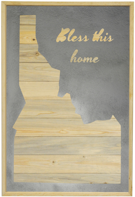 Wood & Steel Idaho Sign - Plank (576x800), Png Download