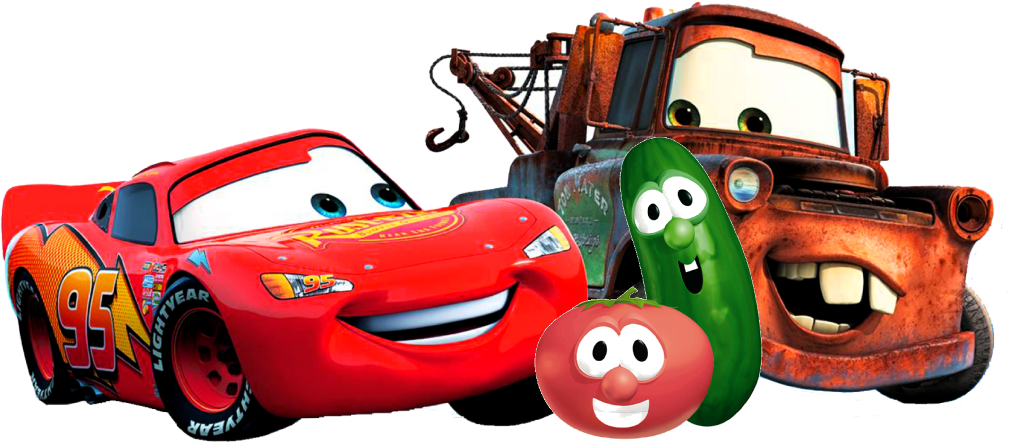 Lightning Mcqueen, Bob The Tomato, Larry The Cucumber - Disneyland Park, Walt Disney Studios Park (1024x461), Png Download
