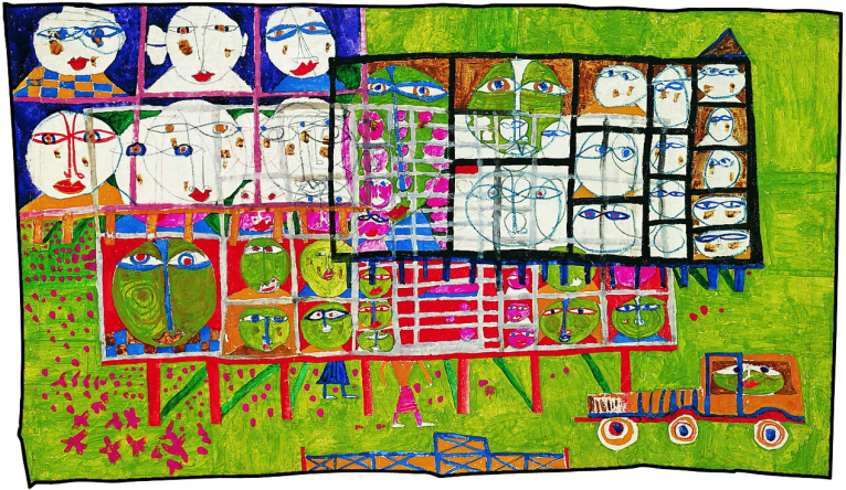 Watercolour And Luminous Paint On Cardboard With Irregular - Child Art (800x513), Png Download