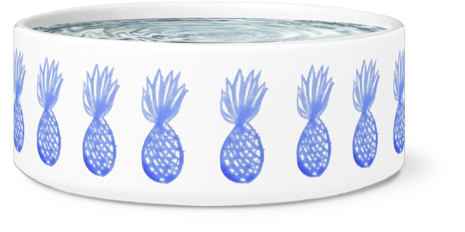 Blue Pineapple Print Pet Bowl - Ananas (1024x1024), Png Download