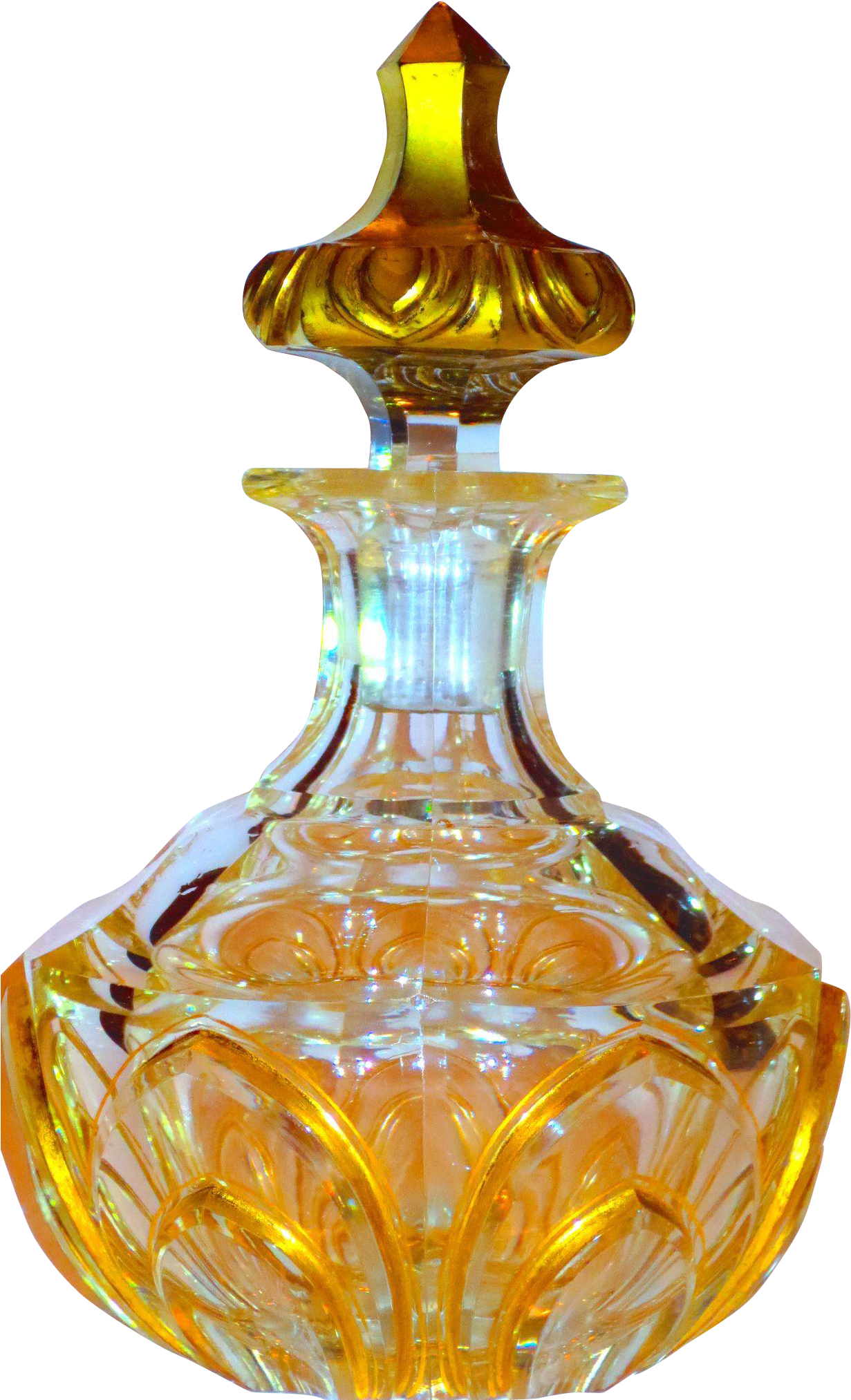 Fine French Bohemian Large Cut Glass Gilt Perfume Bottle - Perfume (2025x2025), Png Download