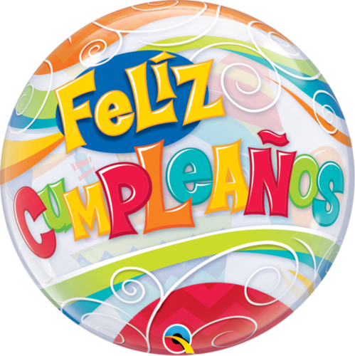 Globo Feliz Cumpleaños Burbuja Bubble 56cm - Feliz Cumpleaños Bubble Balloons (499x500), Png Download
