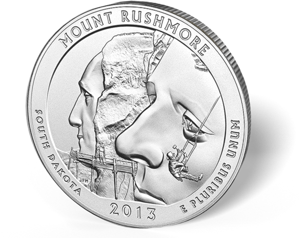 Picture Of 5 Oz Silver America The Beautiful - Mount Rushmore National Memorial 5oz (600x487), Png Download