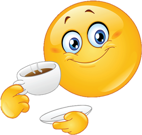 Coffee-smiley - Emoji Drinking Coffee (500x500), Png Download
