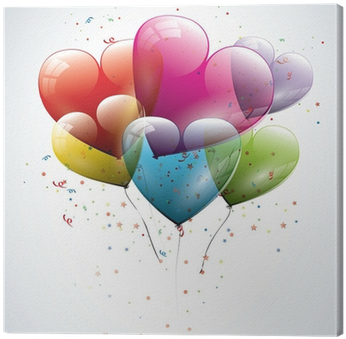 Cuadro En Lienzo En Forma De Corazón Globos De Cumpleaños - Balony Z Sercem Przezroczyste (400x400), Png Download