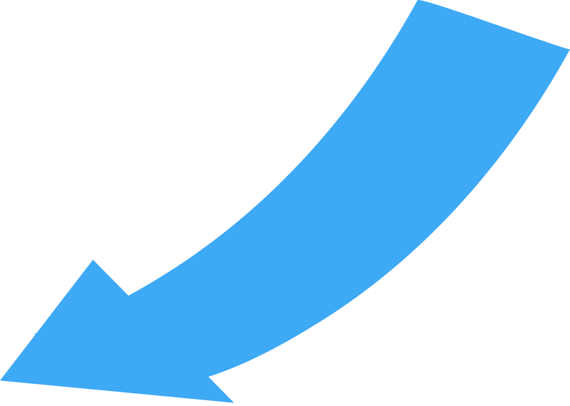 Curved, Wide Directional Arrow Pointing To The Lower - Blue Curved Arrow Transparent Background (800x570), Png Download