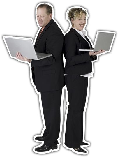 Professional People Looking At Their Laptops - Mobile Device (413x552), Png Download