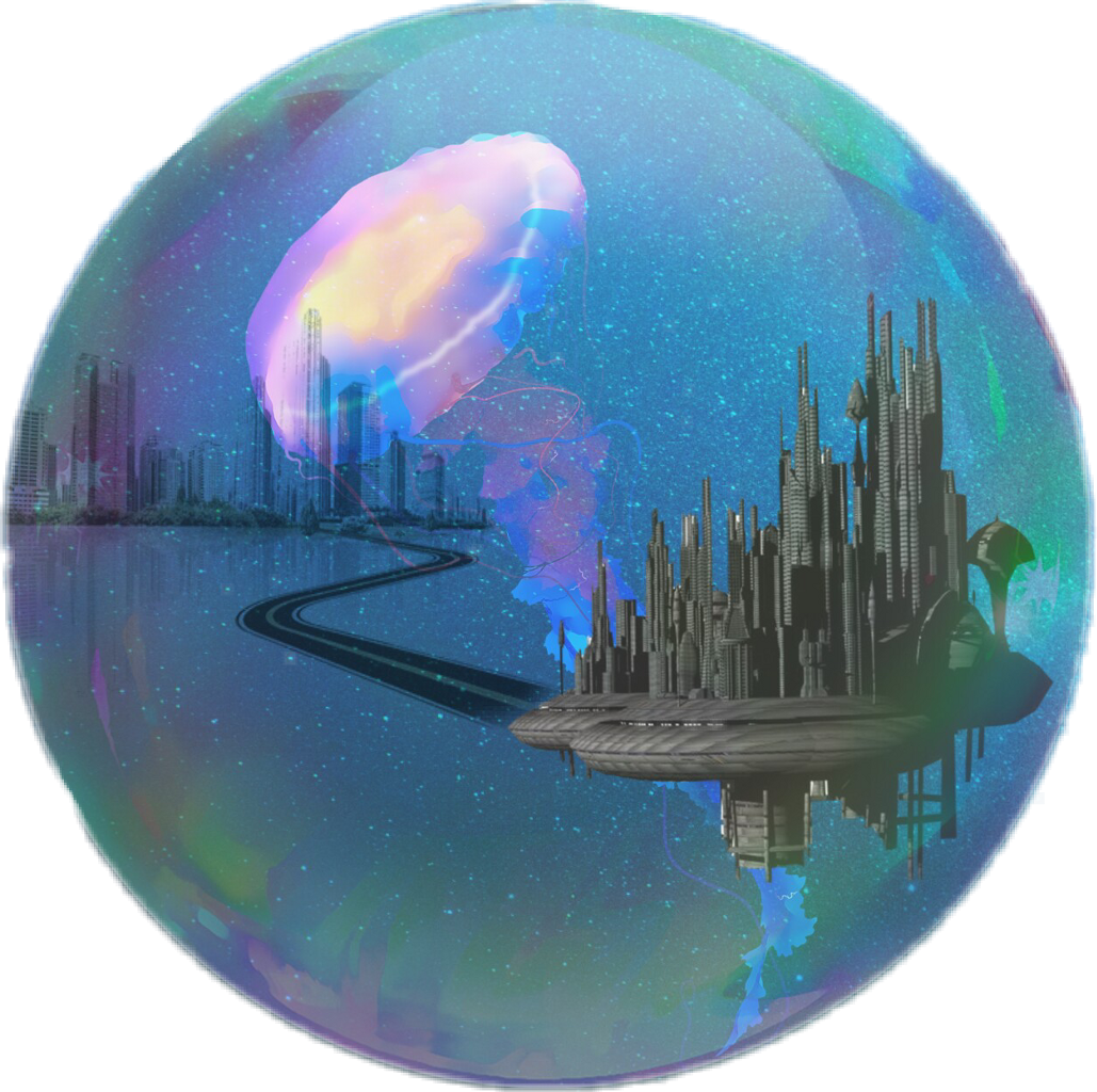 Bubble City Jellyfish Ocean Water Fantasy Surreal Myedi - Earth (1029x1024), Png Download