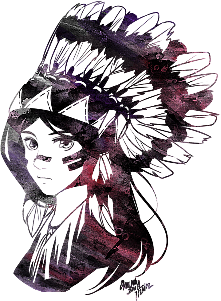 Sioux Headdress By Mewdoubled-d58jt04 - Anime Girl With Headdress (753x992), Png Download