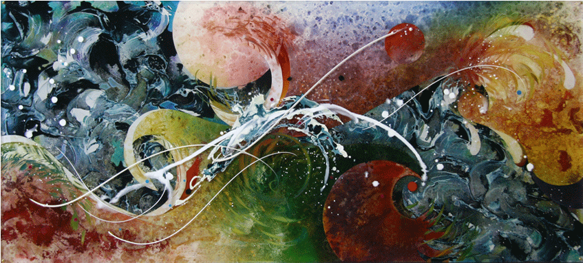 Sea Wave Series - Modern Art (846x576), Png Download