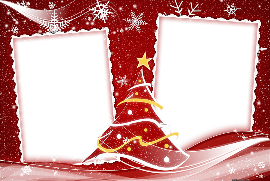 Moldura Árvore De Natal Duas Fotos » Imagem Legal - Transparent Png Christmas Template (900x604), Png Download