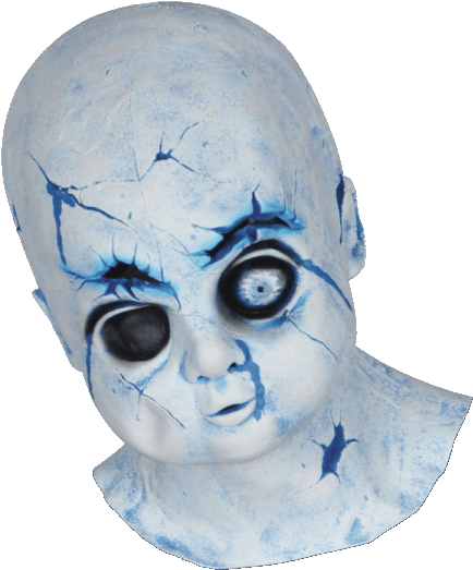 Creepy Doll Halloween - Cracked Baby Doll Mask (538x600), Png Download
