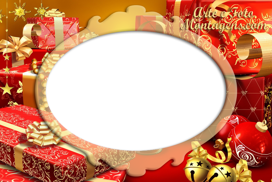Molduras - Red And Gold Christmas Presents. Throw Blanket (898x602), Png Download