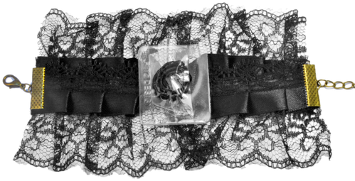 Floral Corsage Bracelet - Floral Corsage Bracelet - Black Lace - Vintage Lace (500x261), Png Download