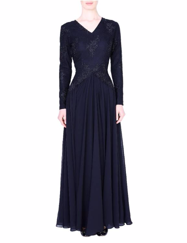 Black Lace & Chiffon Dress - Abito Lungo Decoltè Cady Armani (503x503), Png Download
