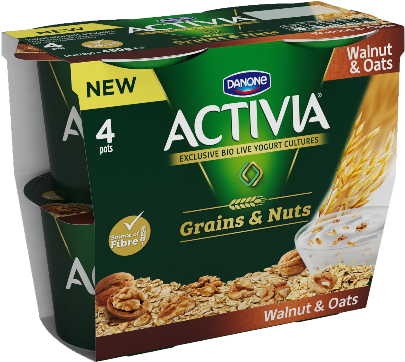 Activia Walnut And Oats (1778x1280), Png Download