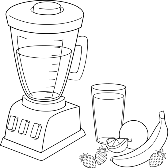 Blender Fruit Smoothie Colorable - Blender Coloring Page (548x550), Png Download