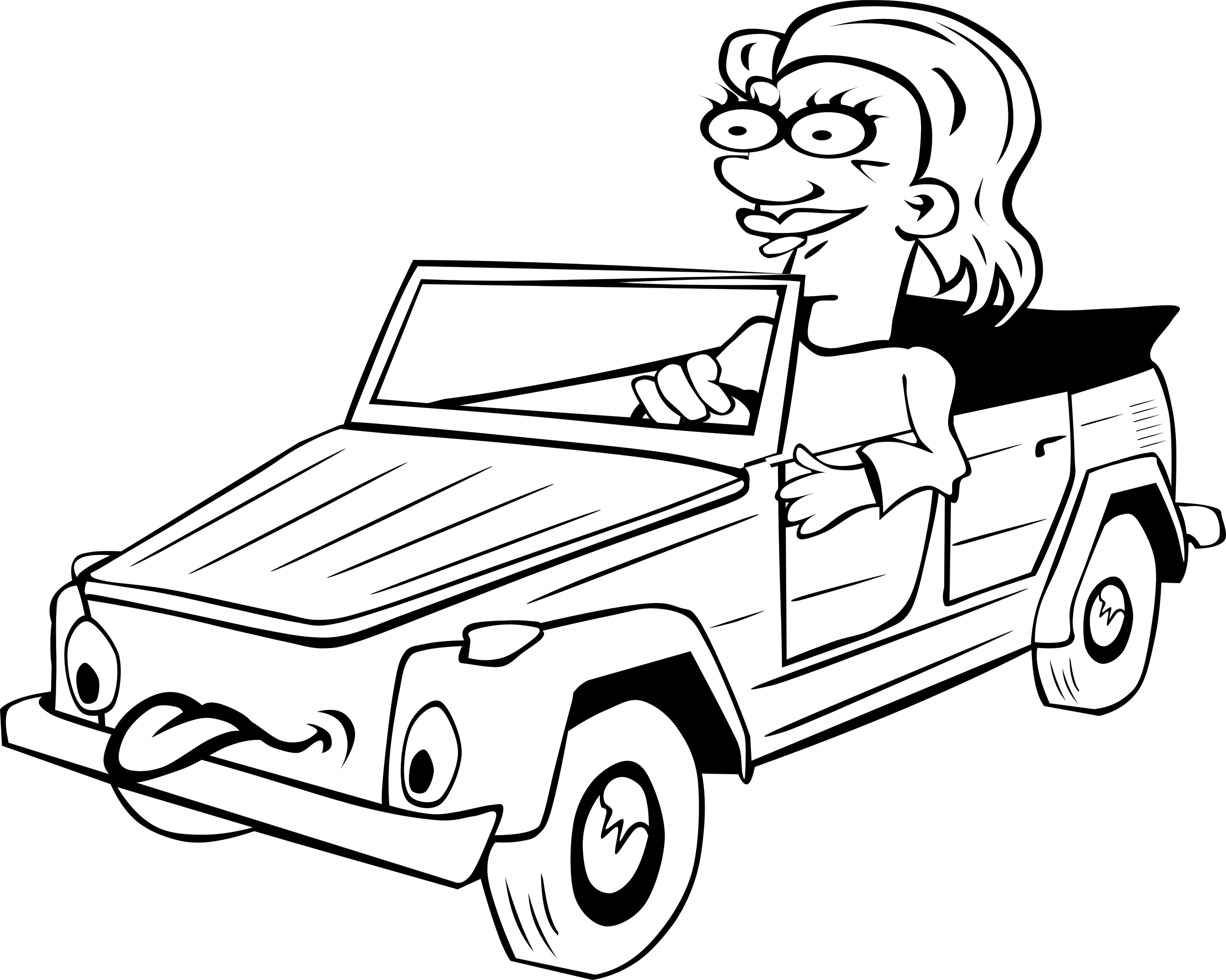 This Free Icons Png Design Of Girl Driving Car Cartoon (2400x1919), Png Download