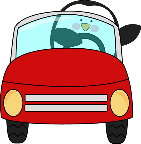 Penguin Driving A Car Clip Art - Car Cartoon Front Png (489x500), Png Download