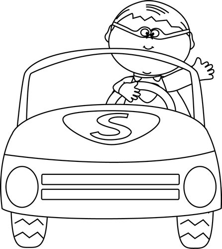 Pirate Clipart For Kids Black And White - Superhero Car Clip Art (446x500), Png Download