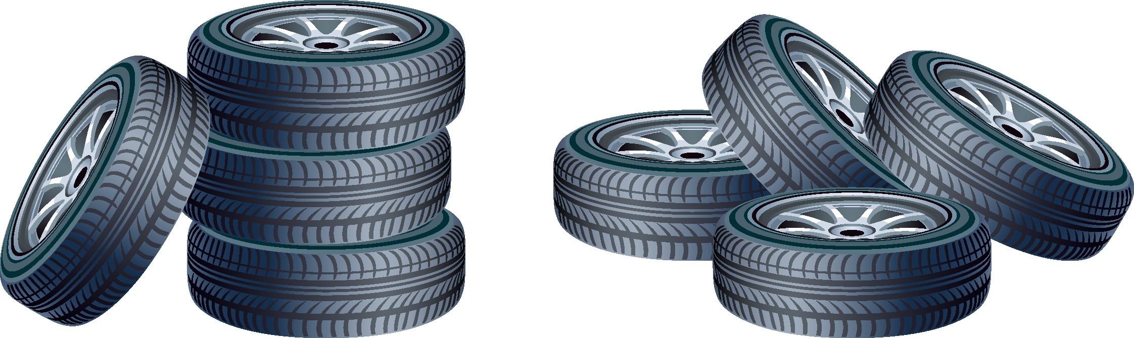 Car Spare Tire Clip Art - Spare Tire Clipart (2244x669), Png Download