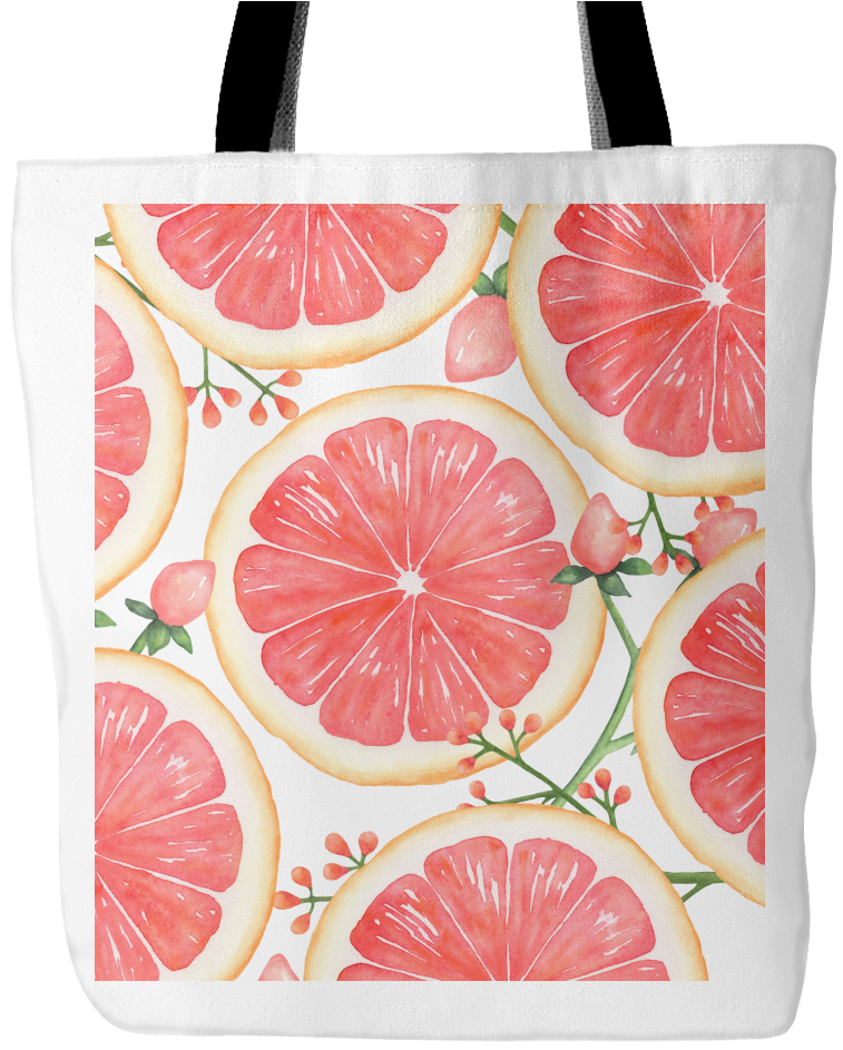 Tote Bag With Watercolor Pink Grapefruit Art Print - Tote Bag (1024x1024), Png Download
