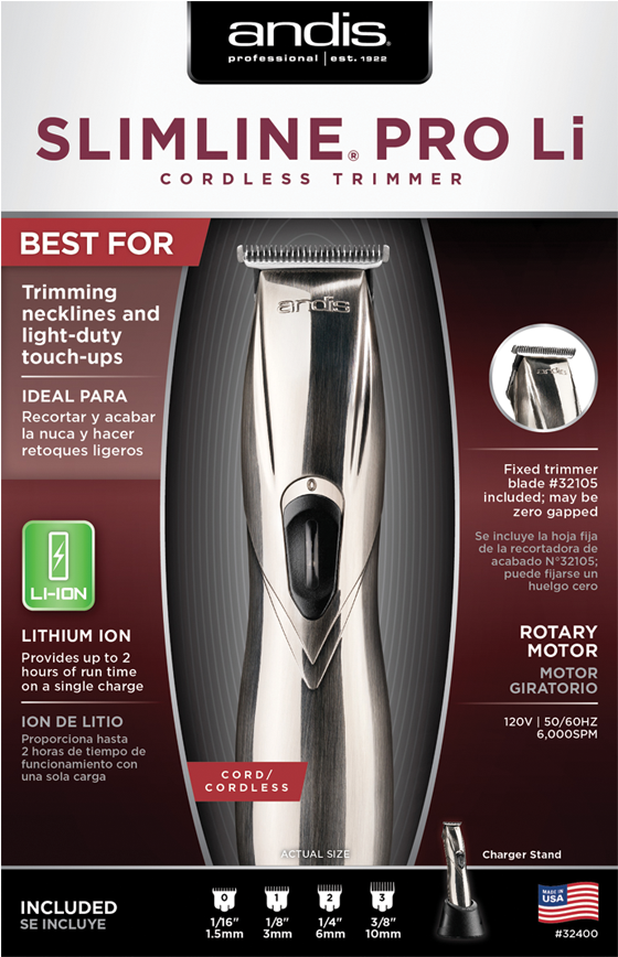 Image - Andis 32400 Slimline Pro Li Cordless Trimmer (780x920), Png Download