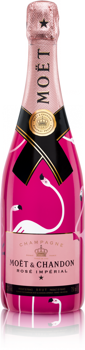 Flamingo Ist Die Limited Edition Des Rosé Impérial - Moet Rose Imperial Flamingo (600x1220), Png Download