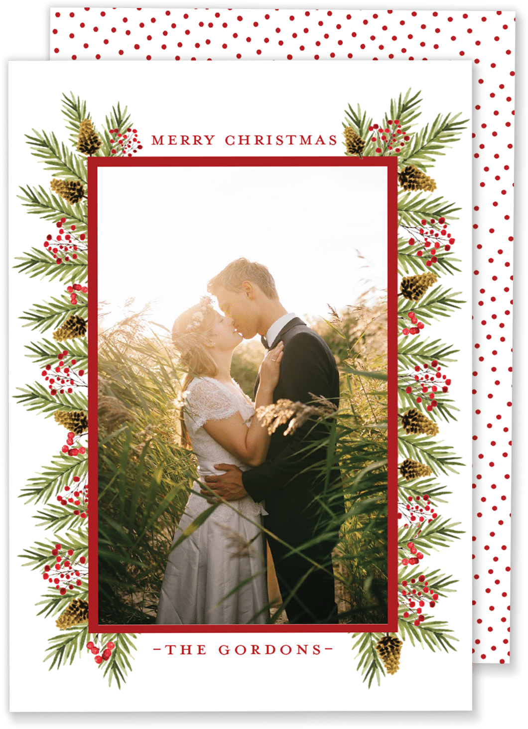 Gordon Greenery Christmas Card - Vraie Perles Boucles D'oreilles Mariées, Boucles D'oreilles (1073x1500), Png Download