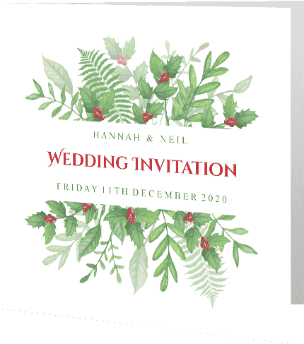 Wedding Day Invite Christmas Greenery Holly 140mm X - Wedding (500x500), Png Download