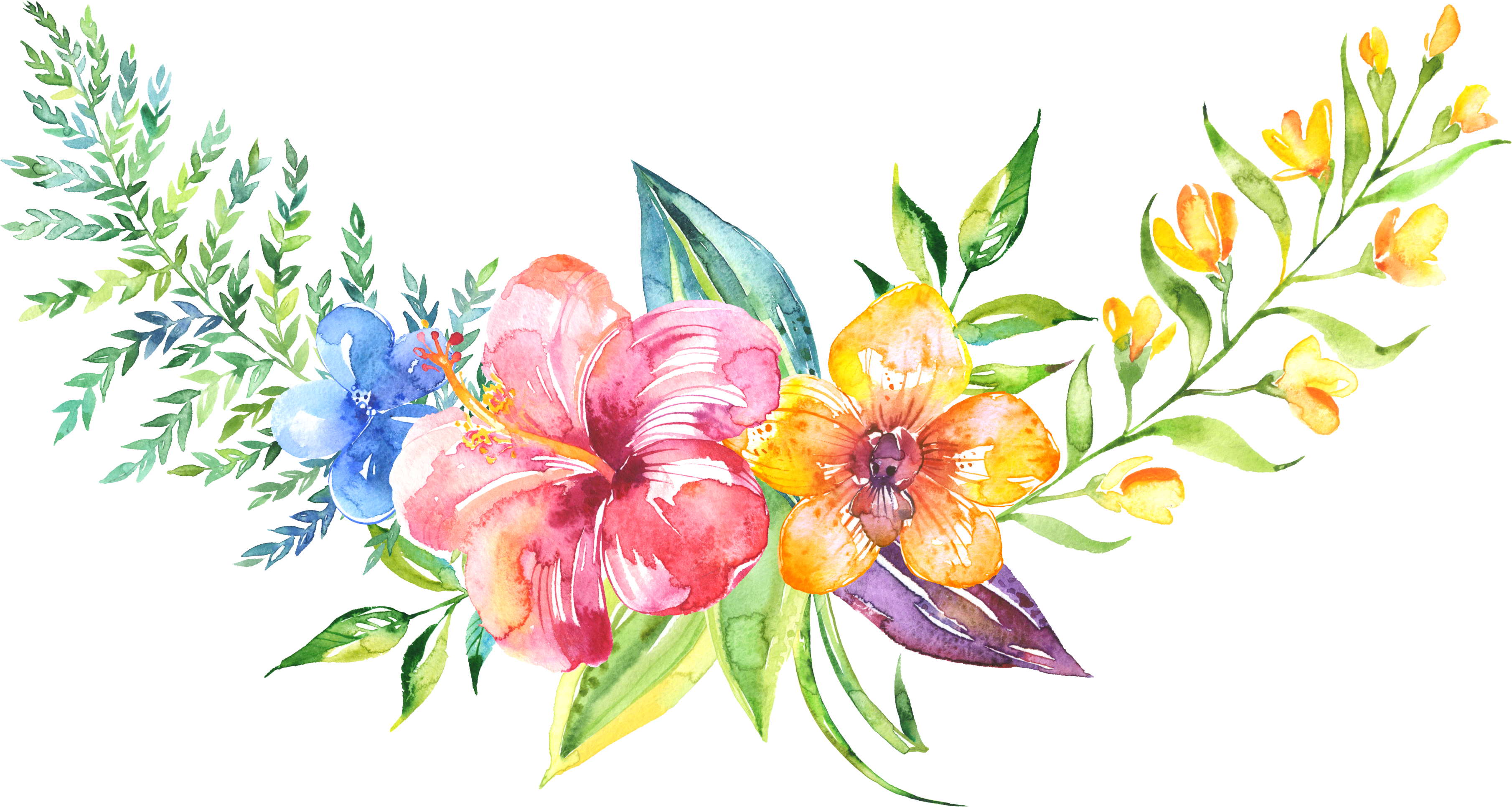 Watercolour - Floral Background Painting Hd Png (3619x1932), Png Download