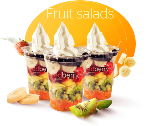 A Fruit Salad Is A Real Vitamin Bomb - Frozen Yogurt Fruit Png (546x448), Png Download