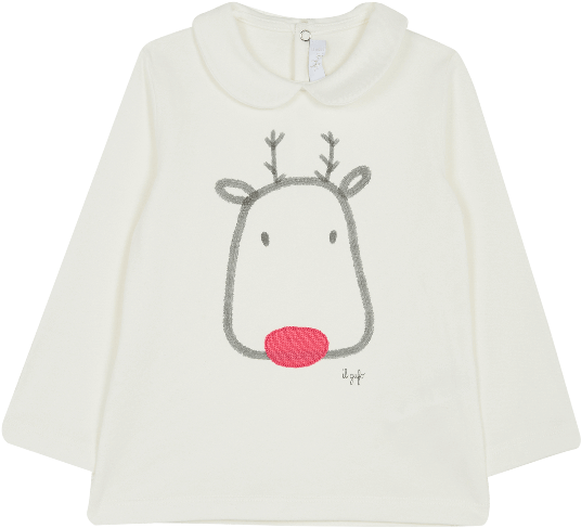 White Rudolf Motif T-shirt - Hippopotamus (600x800), Png Download
