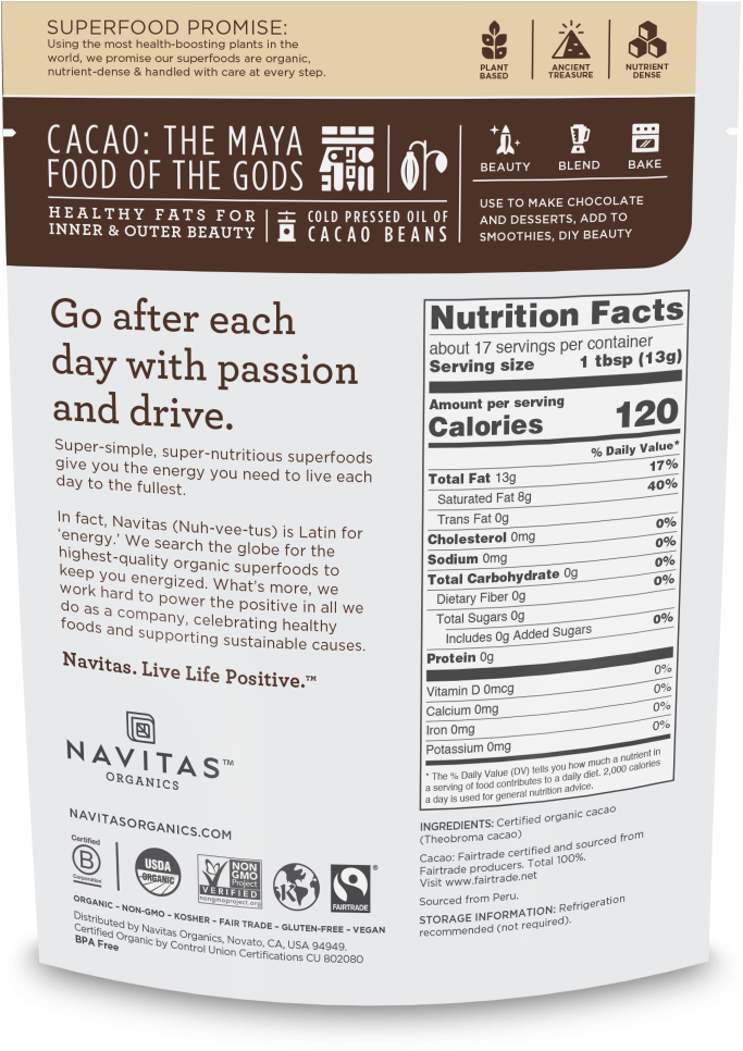 Cacao Butter - Navitas Cacao Powder (1200x1200), Png Download