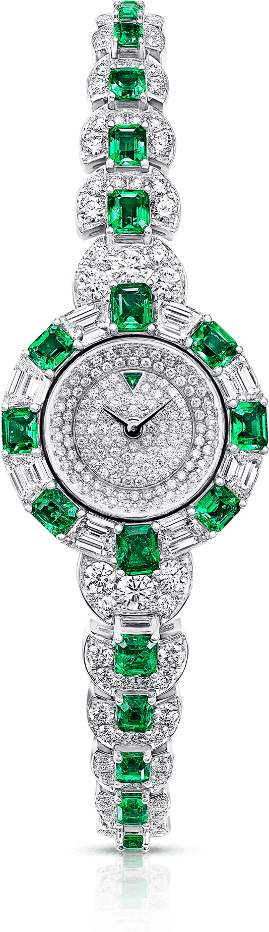 A Graff Emerald And Diamond Ladies' Unique Timepiece - Analog Watch (2000x2000), Png Download