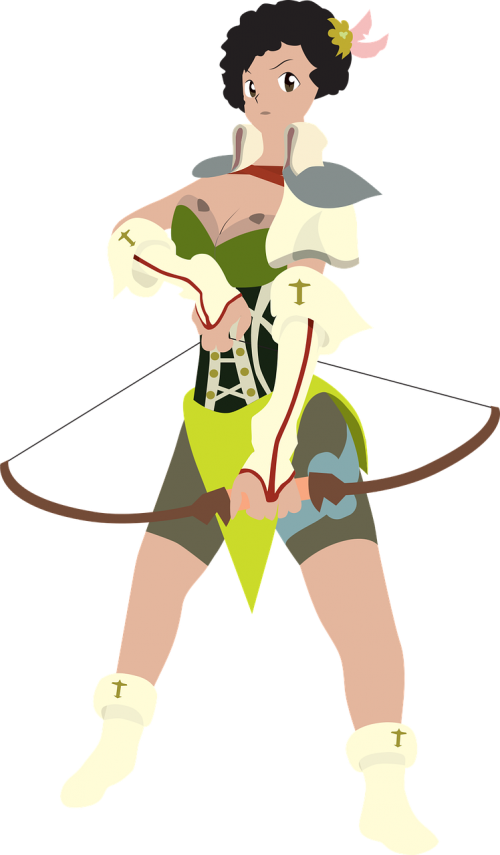 Black Girl,black Woman,female Archer,female Sharpshooter,female - Cartoon (500x855), Png Download