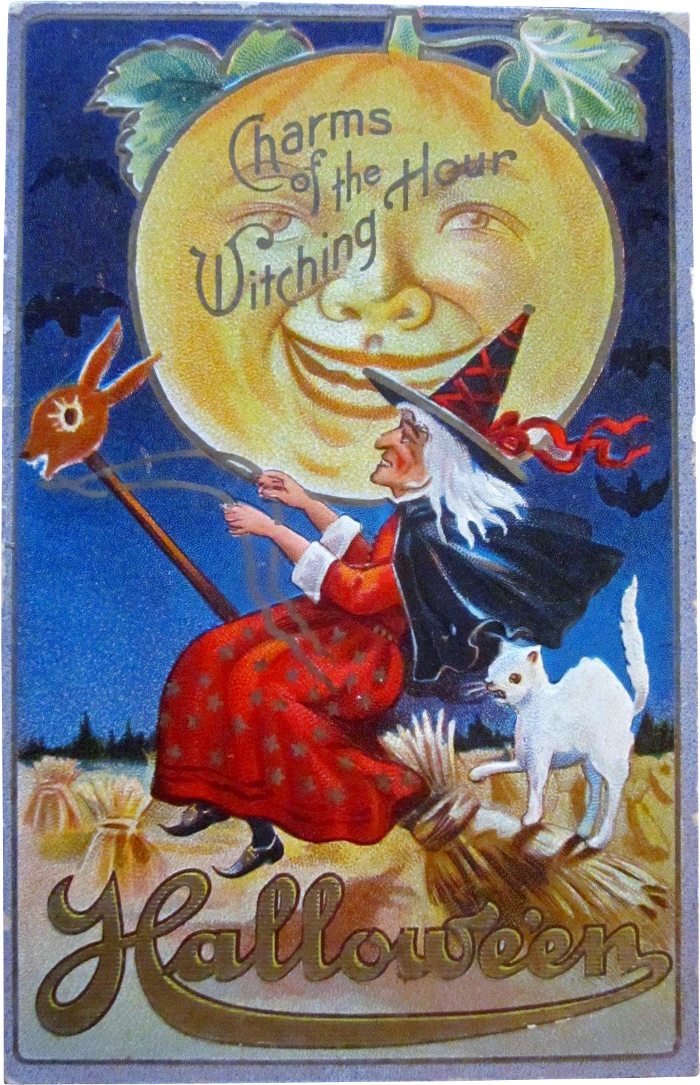 This Is A Beautiful Vintage Halloween Postcard Showing - Vintage Happy Halloween Witches (1522x1522), Png Download