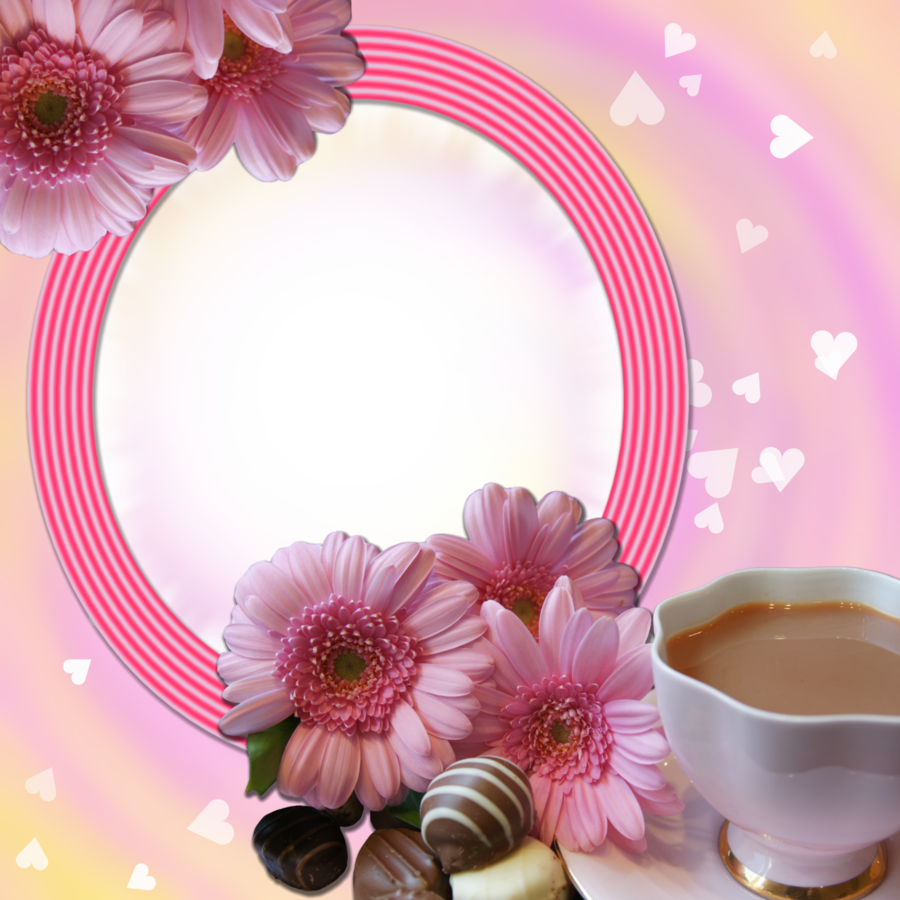 Coffee And Flowers Frame By Venicet - Milk Tea With Flowers (900x900), Png Download