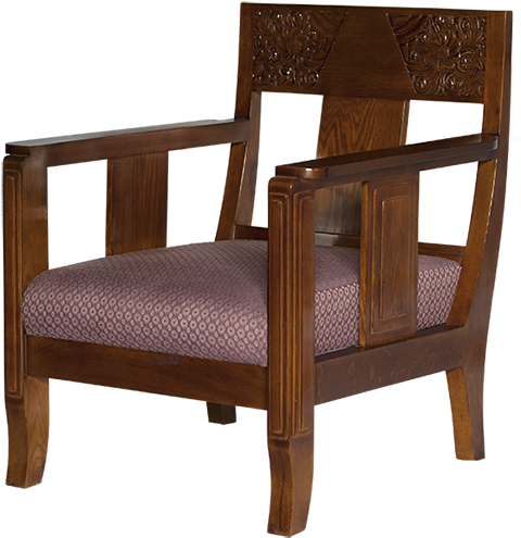 Art Deco Armchair Wood Carved Wood - Chair (567x589), Png Download