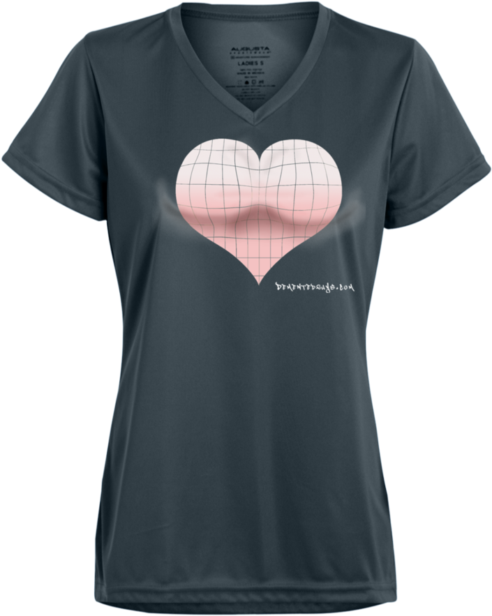 Pink Heart 3d Optical Illusion V Neck T Shirt - T-shirt (900x900), Png Download