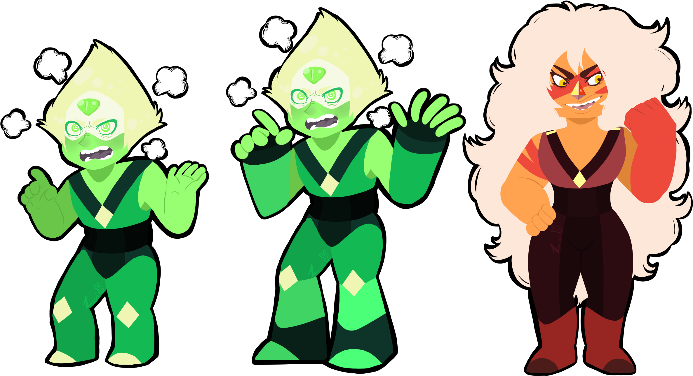 Steven Universe Peridot & Jasper - Cartoon (2500x1300), Png Download