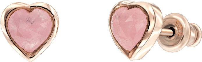 Natural Rose Quartz Heart Shape Stud Earring - Earrings (700x700), Png Download